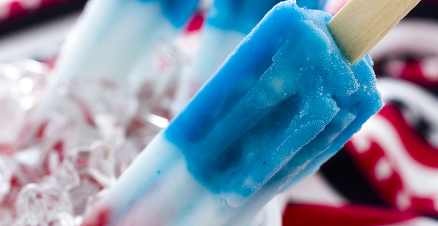 Red, white, and blue popsicles to celebrate the 4th of July.